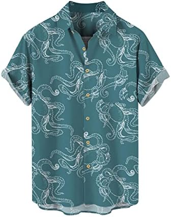 Düğme Aşağı Gömlek Erkekler Yaz Plaj Düzenli Fit Düğme Aşağı Giyim Gömlek Çizgili Baskı Kısa Kollu Hawaii Plaj Gömlek