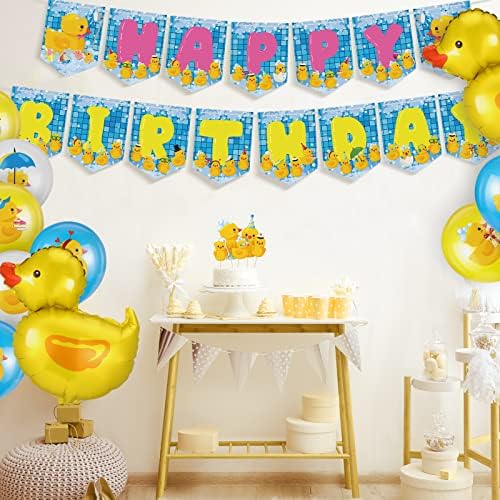 57 Adet Ördek Doğum Günü Süslemeleri Dahil Lateks Ördek Balon Ördek Şekli Folyo Balon Mutlu Doğum Günü Garland Banner