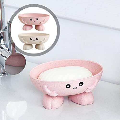 Angoıly 2 adet Sevimli Sabunluk Yaratıcı Sabunluk Bar Sabun Tepsisi Sabun Koruyucu Duş Banyo mutfak tezgahı Bej Pembe