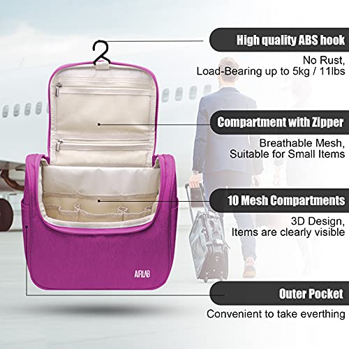 Airlab makyaj çantası Kadınlar için, Asılı Büyük Seyahat Makyaj çantası / Kozmetik saplı çanta ve Kanca, Seyahat Organizatör