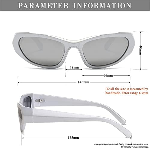 HJSTES Moda Wrap Etrafında Spor Güneş Gözlüğü Kadın Erkek Y2K Shades Oval Aynalı Açık güneş gözlüğü UV400 Koruma