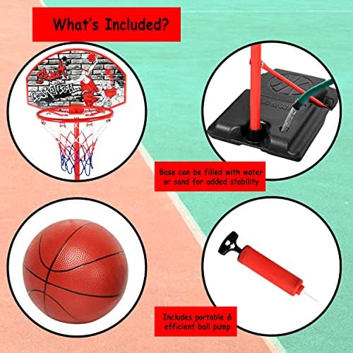 Çocuk basketbolu Hoop Kapalı Açık Oyun Ayarlanabilir Yükseklik 5.8 ft ila 8.7 ft Boyunda Taşınabilir Basketbol Sahası