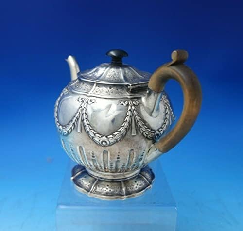 William Eaton Swags Ahşaplı İngiliz Gürcü Gümüş Çaydanlık (5700)