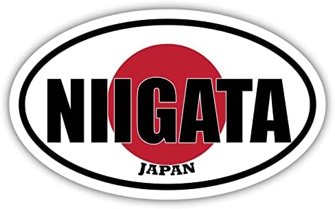 Niigata Japonya Bayrağı Oval Çıkartması Vinil TAMPON çıkartması 3x5 inç