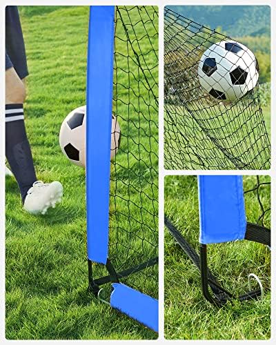 SONGMICS Katlanır çocuk Futbol Gol Seti 2, Çocuk Futbol Ağları, Bahçe Parkı Plaj, Çelik, Fiberglas Çubuk, Oxford ve