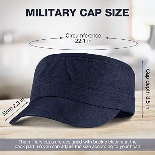 Geyoga 4 Adet Harbiyeli Ordu Kapaklar Ayarlanabilir Düz Kapaklar Unisex Harbiyeli Şapka Askeri Ordu Şapka