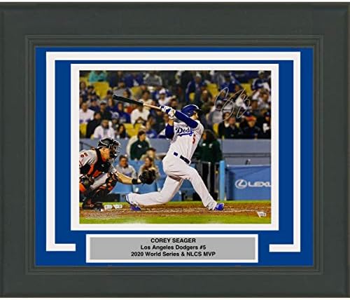 Çerçeveli İmzalı / İmzalı Corey Seager Los Angeles LA Dodgers 16x20 Beyzbol Fotoğraf Fanatikleri COA