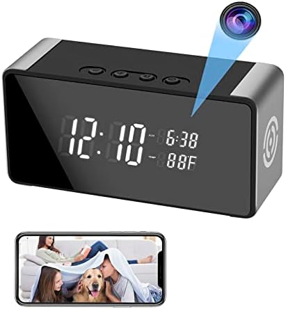 WiFi Gizli Kamera-Çalar Saat-Sıcaklık Termodetektörü, Gece Görüşlü ve Hareket Algılamalı 4K Kablosuz Casus Kamera,
