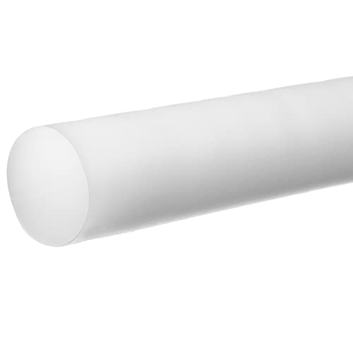 Delrin Asetal Homopolimer Plastik Çubuk, Beyaz, 3/4 inç Çap x 2 ft. Uzun