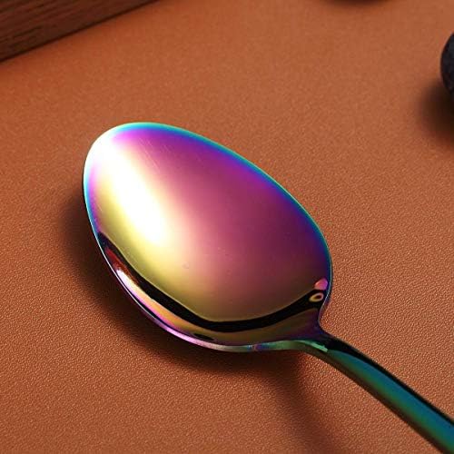 Gökkuşağı Çay Kaşığı 6.5 4'lü Set, Berglander Paslanmaz Çelik Titanyum Kaplama Parlak Çok Renkli Çay Kaşıkları Gümüş,