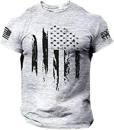 BADHUB Vatansever erkek t-shirtü Rahat Gevşek Kısa Kollu Kas Gömlek 4th Temmuz Tee Gömlek Amerikan Bayrağı Baskı Üstleri