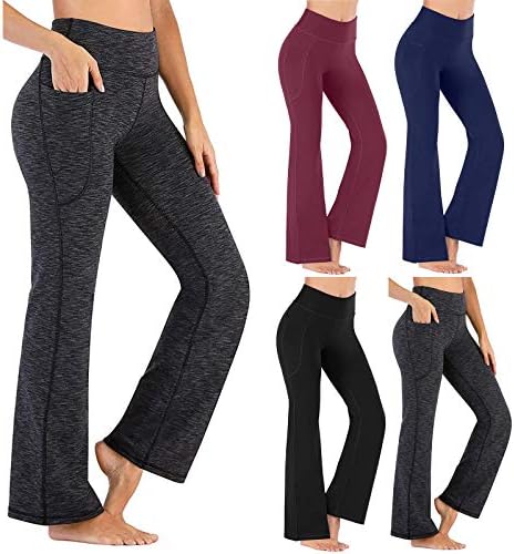 VEZAD kadın Çizme Kesim Yoga Pantolon Karın Kontrol Egzersiz Olmayan See-Through Bootleg Yoga Pantolon