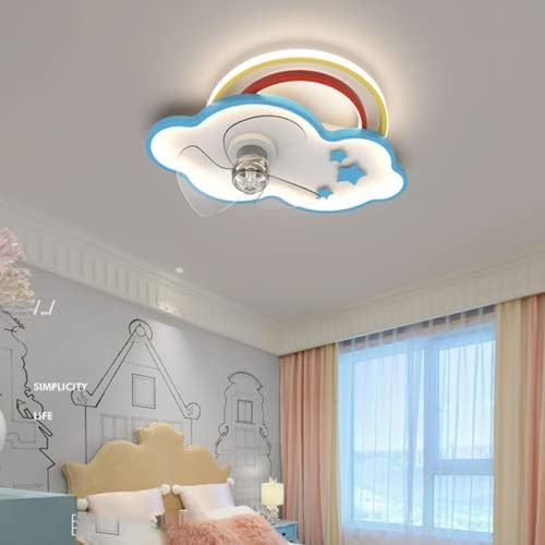 MGJXTWG Modern iskandinav Fan ışıkları, çocuk tavan vantilatörü ışıkları, erkek ve kız Fan avize, bulutlar gökkuşağı