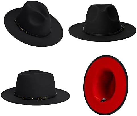 Kadınlar için Geniş kenarlı fötr şapkalar Erkekler için Elbise Şapkaları İki Tonlu Keçe Panama Şapkası