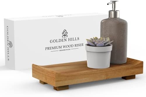 Golden Hills Premium Ahşap Yükseltici-Suya Dayanıklı Modern Çiftlik Evi Mutfak Dekoru-Ahşap Banyo Sabunu Ayaklı Tutucu-Çiftlik