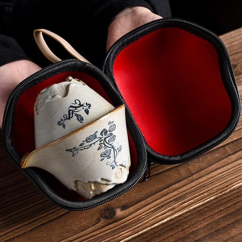 TJLSS Japon Retro Taşınabilir Seyahat çay seti Küçük Set Bir Pot İki Bardak Seyahat Kapak Kase çay bardağı Açık Hızlı