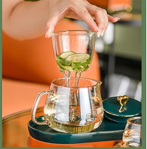 yok Öğleden sonra çay seti çiçek demlik çay fincanı seti ev çay makinesi demlik cam yüksek sıcaklığa dayanıklı (Renk: