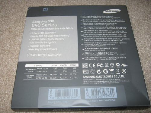 Samsung 840 MZ-7TD250 250 GB 2.5 SATA III Dahili Katı Hal Sürücüsü (SSD)