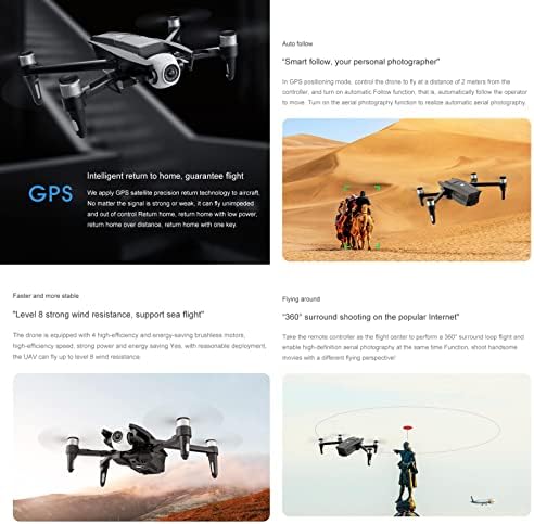 6K Üç Eksenli Gimbal Kameralı Drone, Hava Fotoğrafçılığı ile Katlanır Uçak İHA Ultra Uzun Pil Ömrü GPS Konumlandırma