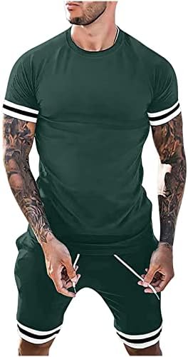 ZHISHILIUMAN Erkek Moda Spor Seti 2 Parça Set Kısa Kollu T Shirt ve Şort Eşofman Seti Koşu Jogger Atletik Kıyafet
