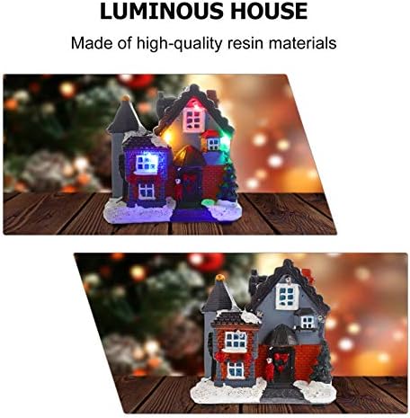 NUOBESTY Noel Işıklı Zencefilli Ev Süsleme Noel Masaüstü Süslemeleri Minyatür Köy Evleri Light up Dağ Evleri noel