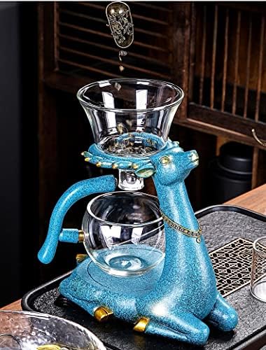 RORA cam çaydanlık seti Yarı Otomatik Damla Dönen Demlik ile Tembel Kung Fu demlik Seti (Geyik Demlik)