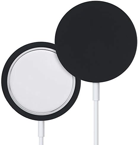 Apple MagSafe Şarj Pedi ile Uyumlu kwmobile Silikon Kılıf-Yumuşak Koruyucu Şarj Kapağı-Siyah