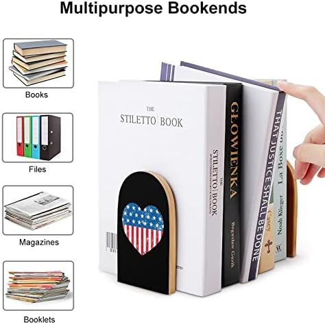 ABD Amerika Retro Kalp Bayrağı Ahşap Kitap Ayracı Modern Dekoratif Kitaplık Moda Tasarım Kitap Stoper Ev Ofis için