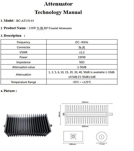 BECEN 150 W N Erkek Dişi Konnektör Zayıflatıcı,1-50db,DC 3 GHz, 50 Ohm (10db)