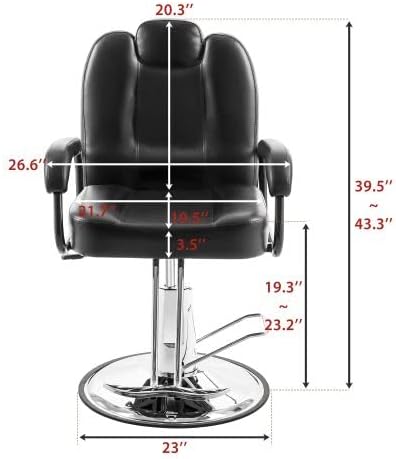 YZQLYFCYQ Deluxe Uzanmış berber koltuğu Ağır Hizmet Tipi Pompa ile Güzellik Salonu Dövme Spa Ekipmanları(Renk: Siyah)