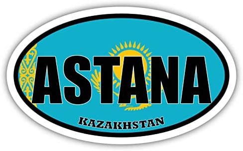 Astana Kazakistan Bayrağı Oval Çıkartması Vinil TAMPON çıkartması 3x5 inç