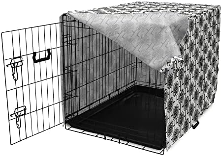 Lunarable Geometrik Köpek Sandık Kapak, Siyah ve Beyaz Soyut Dairesel Desen Monokrom Modern Kiremit İllüstrasyon,