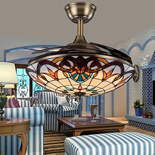 JJKUN barok görünmez Fan tavan ışık oturma odası yemek odası Fan avize akdeniz kısılabilir ve rüzgar hızı yatak odası