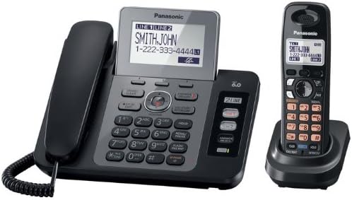 Panasonic KX-TG9471B Dijital Telesekreterli ve Kontak Senkronizasyonlu 2 Hatlı Kablolu/Kablosuz Telefon, Siyah, 1