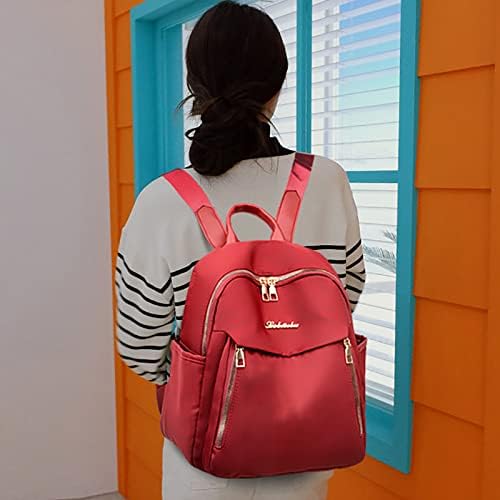 Kadın düz renk basit moda seyahat su geçirmez kumaş Sırt çantası sıvı alımı sırt çantası Çocuklar (Kırmızı, Bir Boyut)