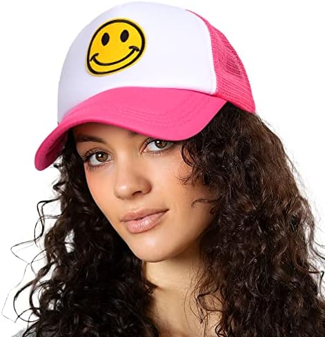 Gülen Yüz şoför şapkası Kadın Snap Backs Kapaklar Erkekler için Ayarlanabilir Sarı Glitter Örgü beyzbol şapkası