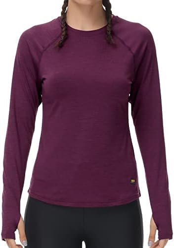 MIER kadın Kuru Fit Uzun Kollu Tee Gömlek Egzersiz Atletik Koşu Yürüyüş Tişörtleri Tops, UPF 50 + Güneş Koruma