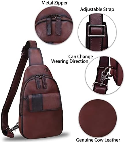 Hakiki deri askılı çanta Yürüyüş askılı sırt Çantaları fanny Paketi Vintage El Yapımı Crossbody Göğüs Sırt Çantası