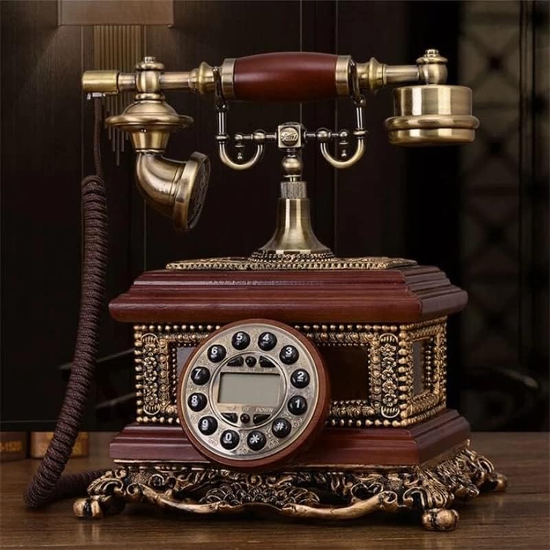 TREXD Dikdörtgen Sabit Telefon Ev Masif Ahşap Ofis mavi arka ışık + Handsfree + Arayan KİMLİĞİ Sabit Telefon (Renk: