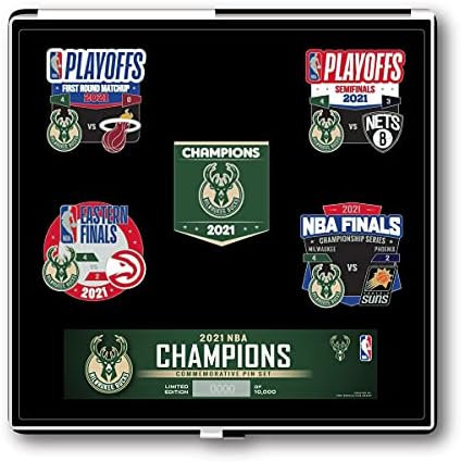 Pro Specialties Group Milwaukee Bucks 2021 NBA Finalleri Şampiyonları 5 Parça Pin Seti