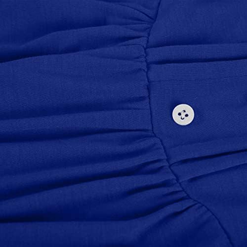 Kadın Yaz Üstleri Yuvarlak Boyun Düğmesi Pilili T Shirt Moda 2023 Elbise Kısa Kollu Bluzlar Artı Boyutu Tunik