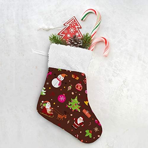 ALAZA Noel Çorap Vintage Noel Elemanları Klasik Kişiselleştirilmiş Küçük Çorap Süslemeleri için Aile Tatil Sezonu