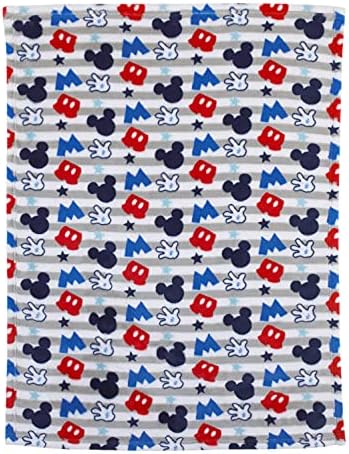 Disney Mickey Mouse Peluş Gri, Kırmızı, Mavi Bebek Battaniyesi