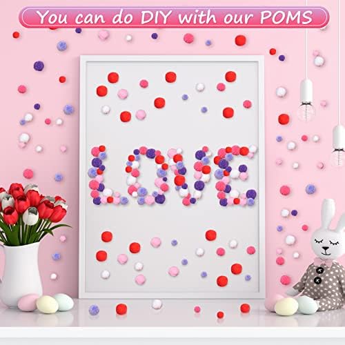 500 Adet Sevgililer Pom Poms Kabarık Pom Topları Küçük Zanaat Pompoms sevgililer Günü Dekorasyon için DIY Zanaat Malzemeleri,