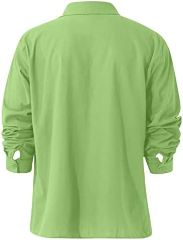 Pamuk Keten Gömlek Erkekler için, uzun Kollu Düğme Aşağı Gömlek Casual Hafif Bluz Katı Nefes Üst