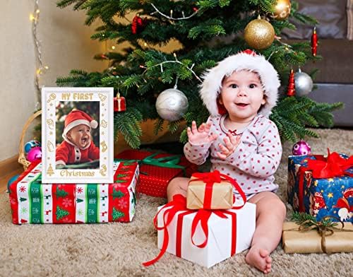 WaaHome İlk Noel Resim Çerçevem 2023 Bebeğin İlk Noel Ahşap Fotoğraf Çerçevesi, Yeni Doğan Kız Bebek Erkek 1. Noel