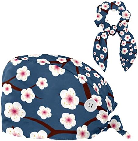 Kabarık Kapaklar Düğme Çiçeği Çiçek Cerrahi Şapka Tıbbi ve Tavşan Kulak Scrunchie Seti Pamuk Fırçalama Kapaklar Ter