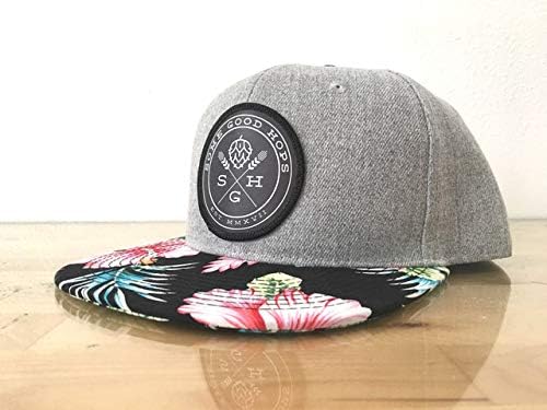 Siyah Logo Dairesel Yama ile bazı iyi şerbetçiotu çiçek/tropikal Snapback Şapka - zanaat Bira ilham Giyim Snapback