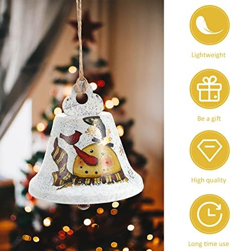 Toyvıan 4 Adet Noel Jingle Bells Çuval Bezi Dize Rustik Boyalı Demir Çan Noel Ağacı askı süsleri Tatil için Açık Ev