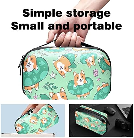 Taşıma çantası Seyahat kılıf çanta USB kablo düzenleyici Cep Aksesuar Fermuar Cüzdan, Güzel Karikatür Hayvan Corgi